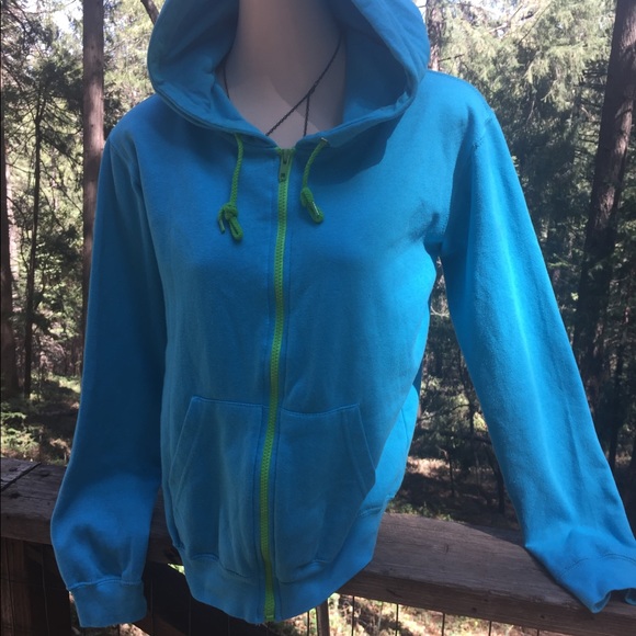 songbird Tops - Songbird turquoise, “lime green zipper front hoody long sleeve active wear